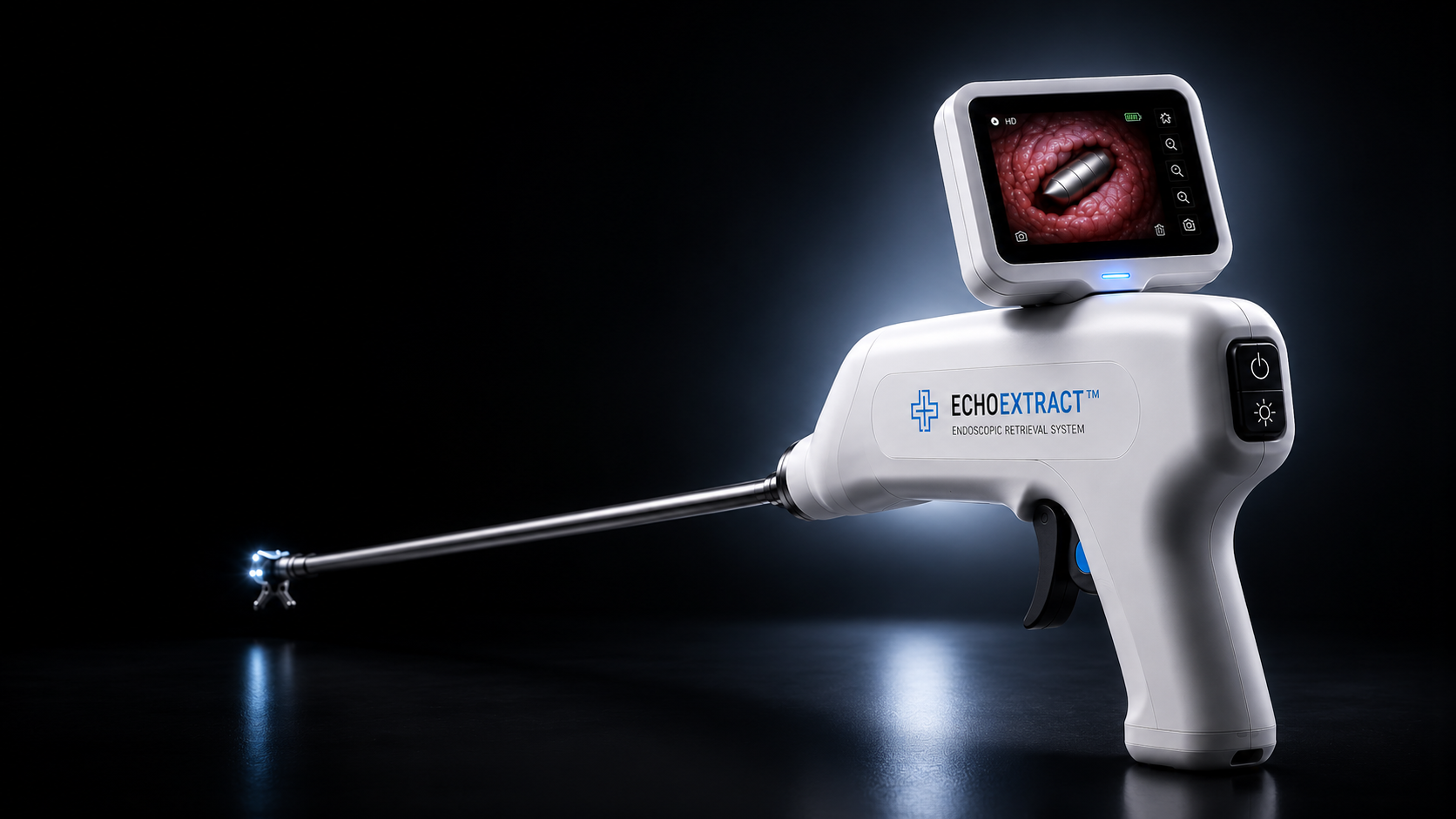 ECHOEXTRACT premium medical device concept on black background